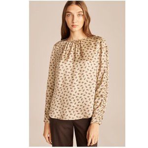 REBECCA TAYLOR Sage Fleur Long-sleeve Ruched Top